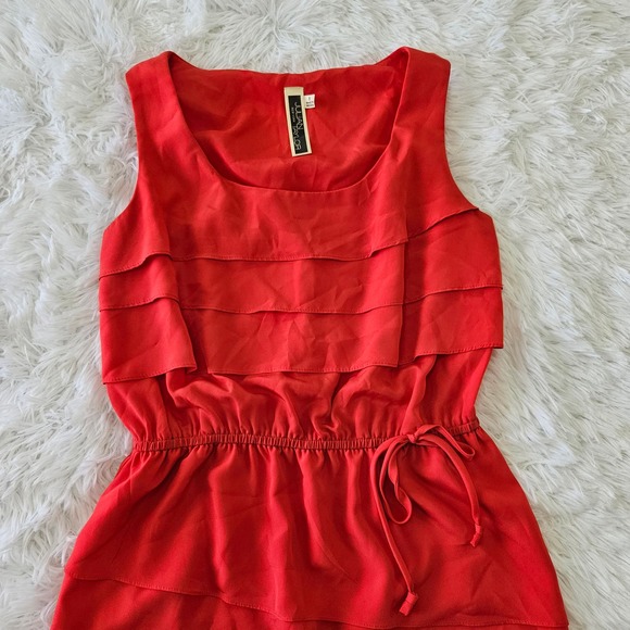 Julian Taylor Women's Coral Scoop Neck Sleeveless Layered Mini Dress.‎ Size 8 - Picture 2 of 9